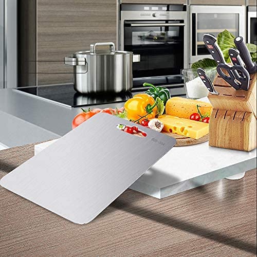 PEZYOX Stainless Steel Fruit Cutting Board for Kitchen FLE Vegetables Choping Board Best Kitchen Butcher Block for MeatCheeseHeavy Duty Cut Boards - Image 2
