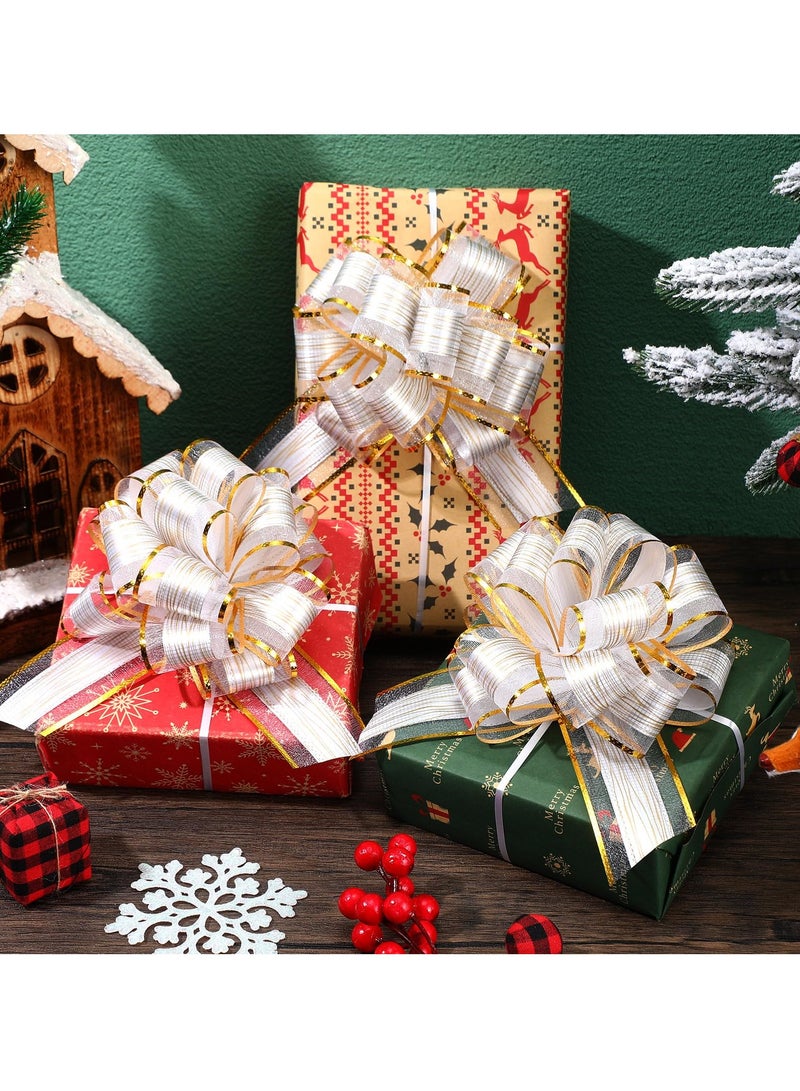 SYOSI 20 Pcs White Pull Bow 6 Inch Christmas Gift Wrapping Pull Bow for Gifts Wrapping Party Birthday Holiday Gift Boxes Bow Basket Packaging Bows for Valentine's Day Presents Flower Decorations - Image 2