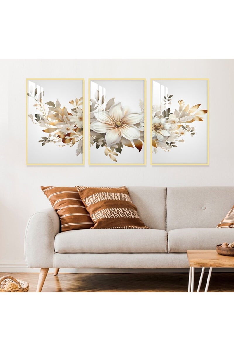 Marktna Three wooden wall painting with a frame and a clear acrylic layer - Image 1
