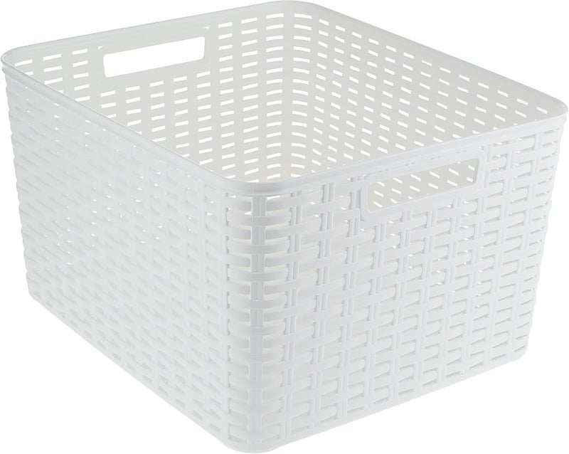 بلاستيك فورت سلة تخزين PlasticForte طراز "Rattan" سعة 28.5 لتر (N6) - مقاس 34 × 40 سم - سلة تنظيم متعددة الأغراض للملابس، الألعاب، الغسيل والتخزين المنزلي - ألوان متنوعة - Image 1