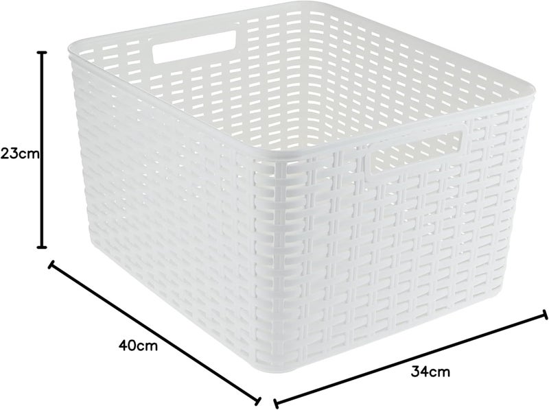 بلاستيك فورت سلة تخزين PlasticForte طراز "Rattan" سعة 28.5 لتر (N6) - مقاس 34 × 40 سم - سلة تنظيم متعددة الأغراض للملابس، الألعاب، الغسيل والتخزين المنزلي - ألوان متنوعة - Image 4