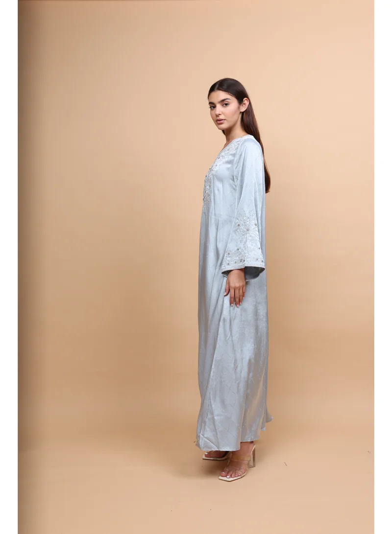 IKKXA  Elegant Embroidery Crystals Beaded Jalabiya  | Best Price UAE