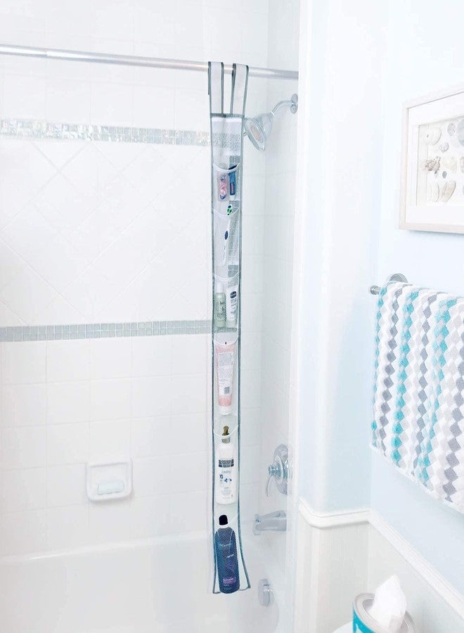 Skywin TidyFriend Shower Liner With Pockets -57 x 6 Inches, Hanging Mesh Shower Caddy with 7 Pockets, 100% Polyester Mesh Fabric, Adjustable Velcro Strap or Hook - Image 4