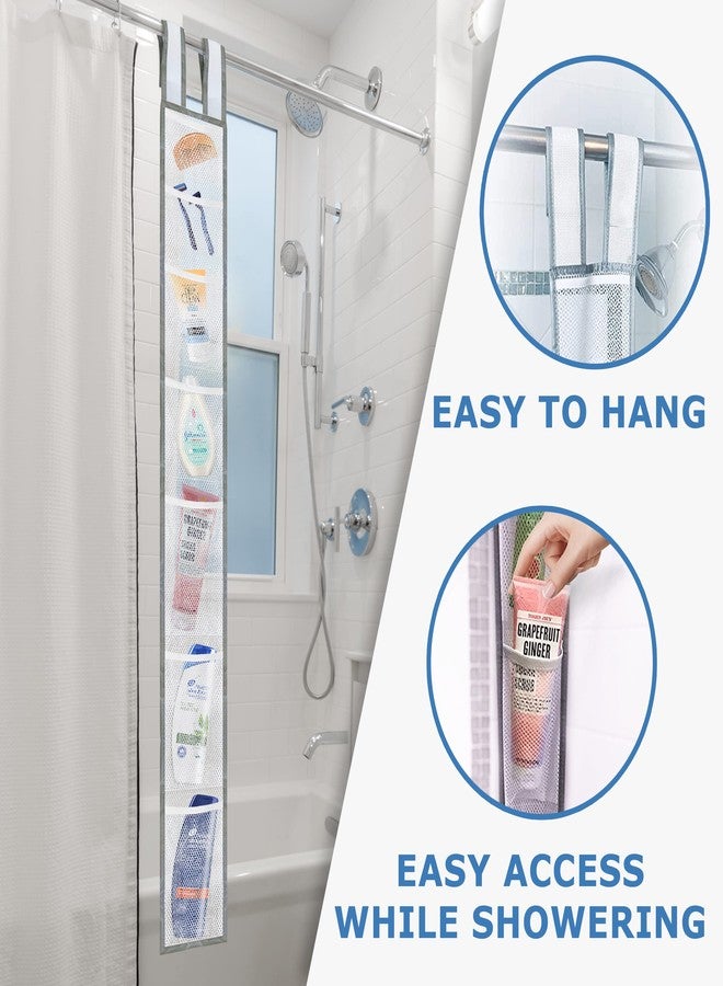 Skywin TidyFriend Shower Liner With Pockets -57 x 6 Inches, Hanging Mesh Shower Caddy with 7 Pockets, 100% Polyester Mesh Fabric, Adjustable Velcro Strap or Hook - Image 2