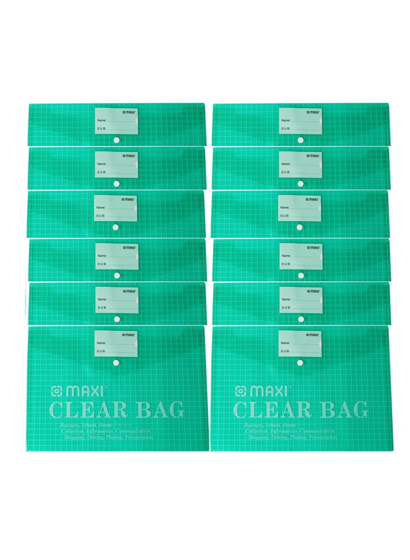 Maxi 12-Piece Clear Document Bag Set Green  - Image 1