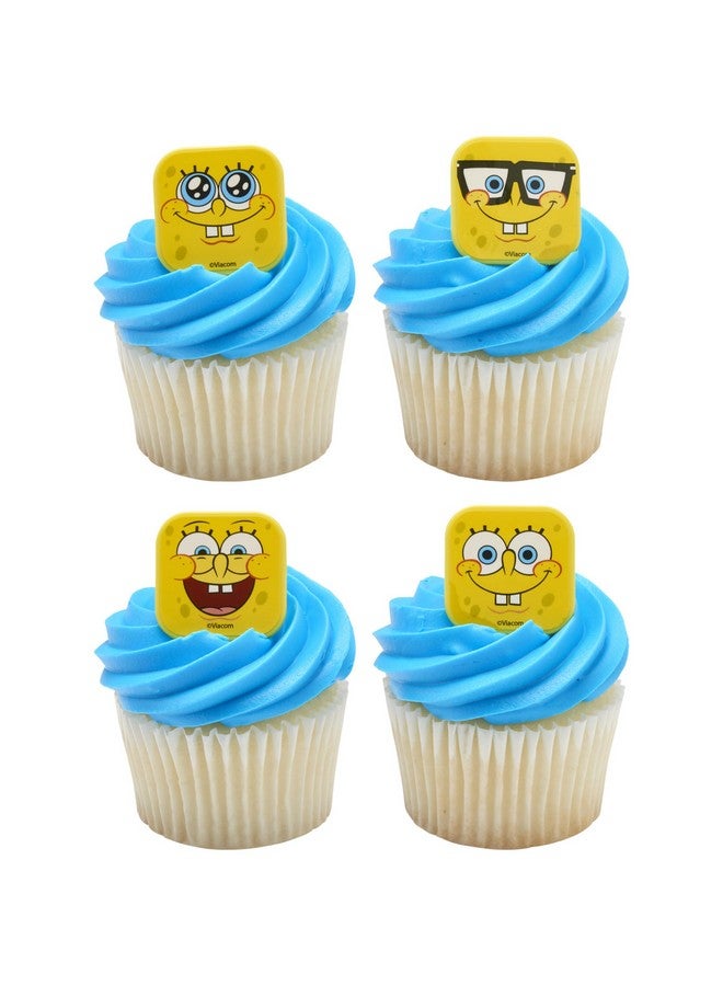 DecoPac DecoPac SpongeBob SquarePants™ Mood Faces Rings, SpongeBob Cupcake Decorations Featuring SpongeBob SquarePants, Yellow - 24 Pack  - Image 1