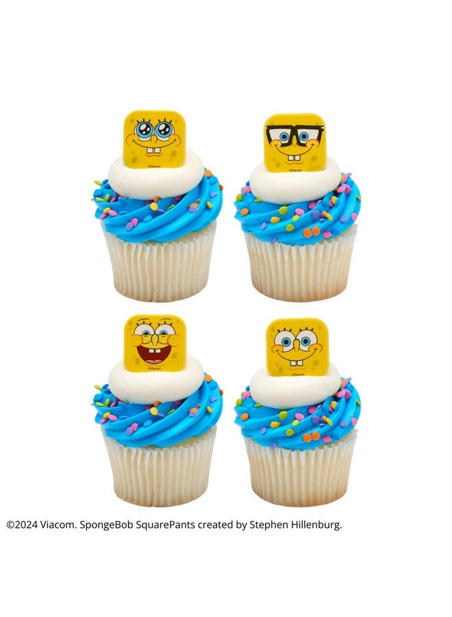 DecoPac DecoPac SpongeBob SquarePants™ Mood Faces Rings, SpongeBob Cupcake Decorations Featuring SpongeBob SquarePants, Yellow - 24 Pack  - Image 5