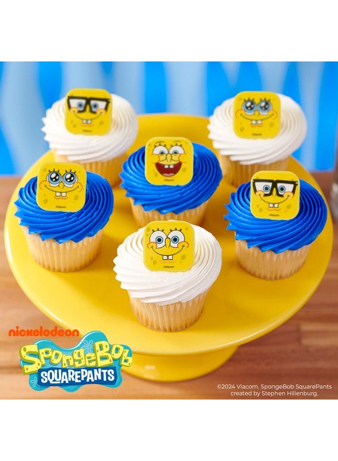 DecoPac DecoPac SpongeBob SquarePants™ Mood Faces Rings, SpongeBob Cupcake Decorations Featuring SpongeBob SquarePants, Yellow - 24 Pack  - Image 4