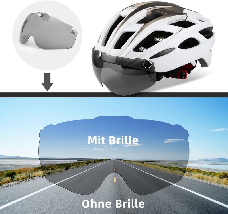Shinmax Bicycle Helmet with LED Lighting and Removable Magnetic Visor for Men and Women - Image 5