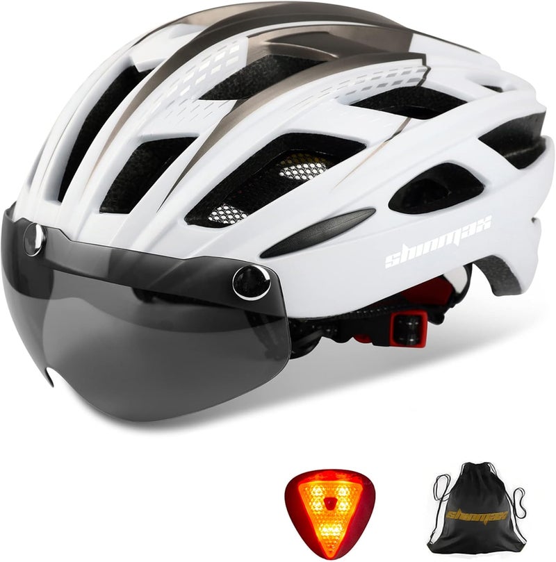 Shinmax Bicycle Helmet with LED Lighting and Removable Magnetic Visor for Men and Women - Image 1