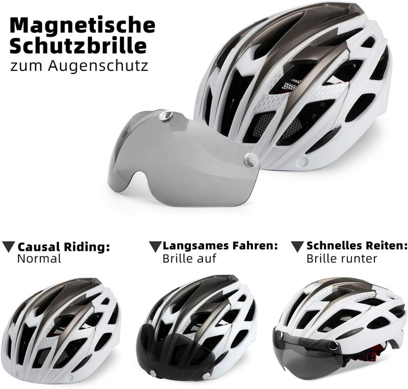 Shinmax Bicycle Helmet with LED Lighting and Removable Magnetic Visor for Men and Women - Image 4