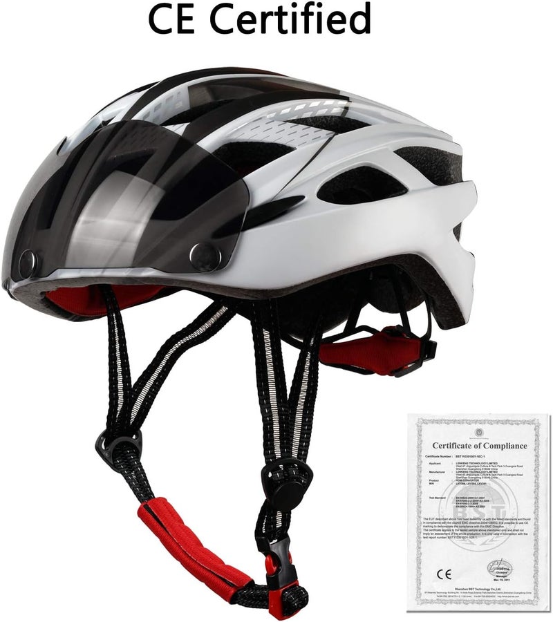 Shinmax Bicycle Helmet with LED Lighting and Removable Magnetic Visor for Men and Women - Image 2
