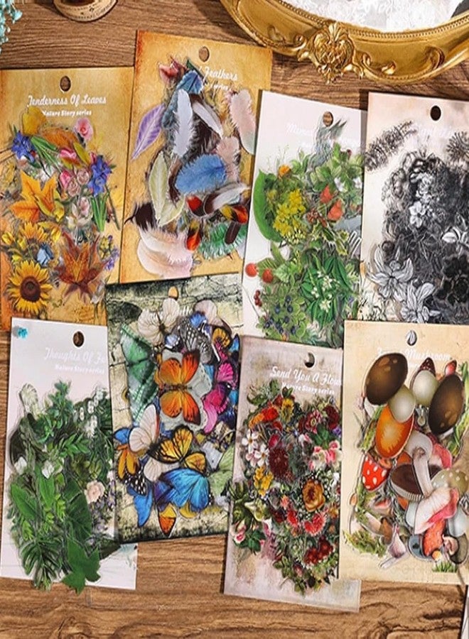Imeepa 480 Pieces Plant Scrapbooking Stickers, 8 Series Nature Theme Transparent Stickers, Waterproof Flowers, Mushroom, Butterfly, Feather Stickers for Scrapbooking, Diary, DIY, Craft, Planner - Image 5