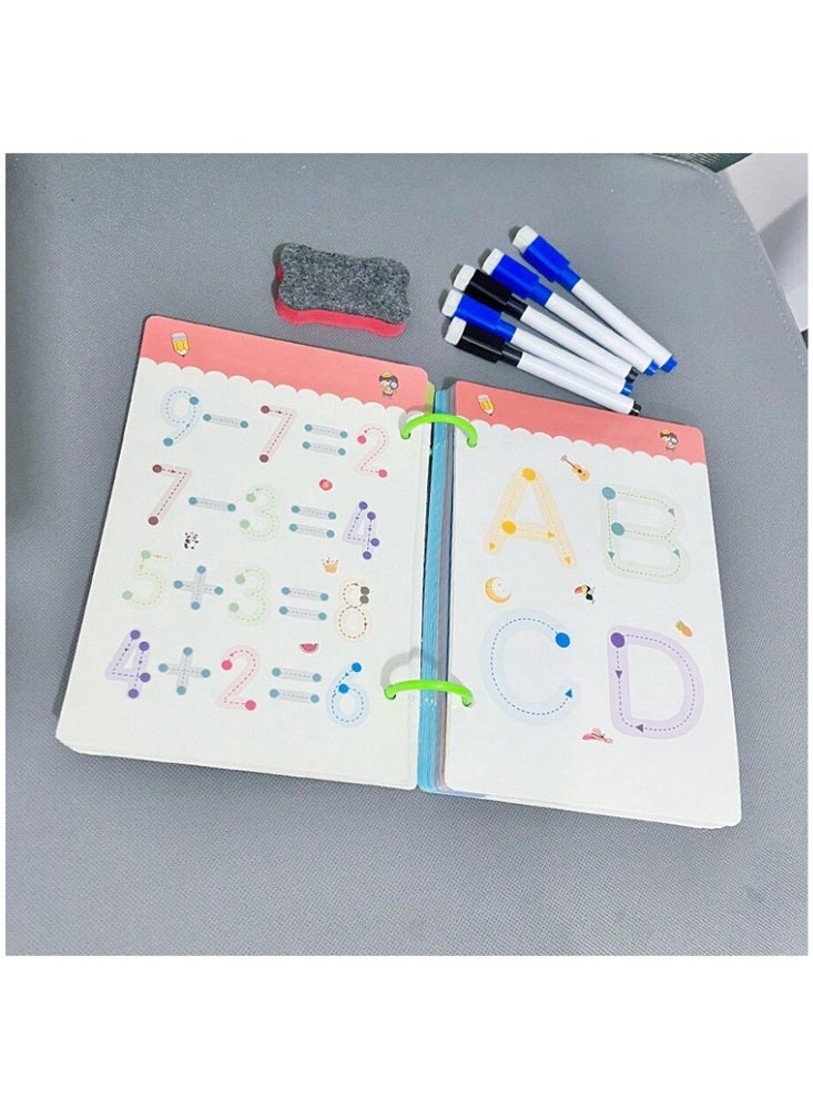 مجموعة تدريب على الكتابة للاطفال الصغار، تدريب على التحكم بالقلم وعلى الكتابة اليدوية بالحروف الابجدية والارقام الانجليزية وتمارين على الاشكال والانماط مكونة من 64 صفحة  تتضمن على٣ اقلام للتدريب قابل للمسح ومماحة - Image 4