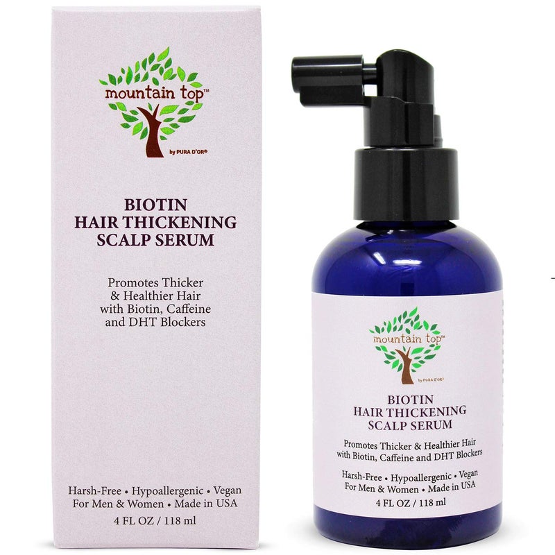 MOUNTAIN TOP MOUNTAIN TOP Hair Thickening Scalp Serum 4 Ounce  118ml with Argan Oil Biotin Caffeine DHT Blockers  Saw Palmetto  For Thicker Healthier and Fuller Looking Hair