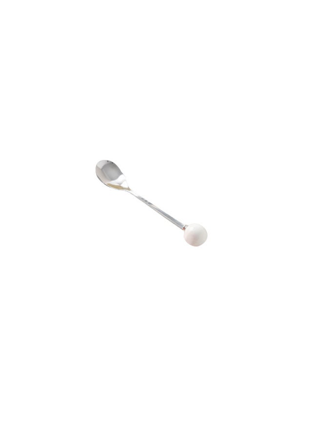 Cream Style Advanced Fruit Fork Suit Multi-purpose Ceramic Cheese Storage Can Bar Decoration Good Hand Ceremony-Specification:White Spoon - Image 1