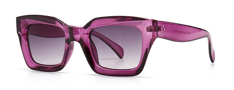 Trendy Square Sunglasses Women 1735-1 C4 transparent purple double Gray