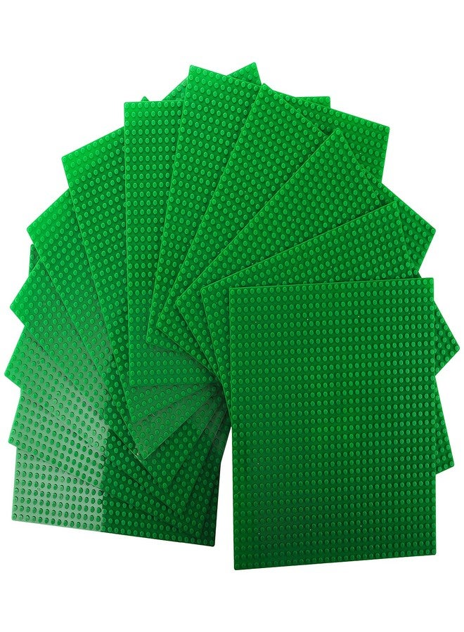 ZEAYEA 12 Pack Classic Baseplates, Building Base Plates Compatible with Most Standard Building Bricks, 10" x 10" Stackable Bases, Green - Image 4