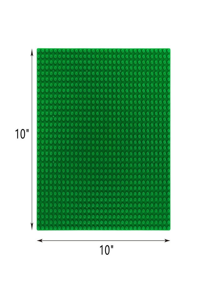 ZEAYEA 12 Pack Classic Baseplates, Building Base Plates Compatible with Most Standard Building Bricks, 10" x 10" Stackable Bases, Green - Image 2
