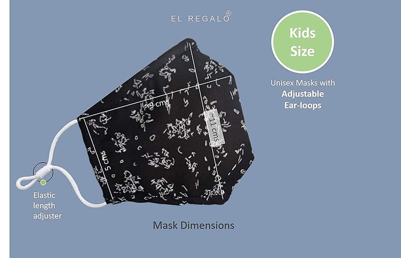 El Regalo El Regalo Set of 3 Kids Cotton Face Masks 3 to 8 Years age Multi Layers Soft Cotton Reusable Washable Face Masks With Adjustable Ear Loops for Kids up to 8 Years Old Option1  - Image 2