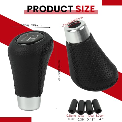 Zibuyu® 5-Speed Car Gear Knob Cover, Premium Black Leather Gear Shifting Stick Shifter Lever Handle, Universal Fit for Most Manual Vehicles, Easy Installation, Car Accessories, 9.1x5.5x2.7cm - Image 2