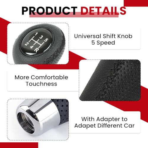 Zibuyu® 5-Speed Car Gear Knob Cover, Premium Black Leather Gear Shifting Stick Shifter Lever Handle, Universal Fit for Most Manual Vehicles, Easy Installation, Car Accessories, 9.1x5.5x2.7cm - Image 3