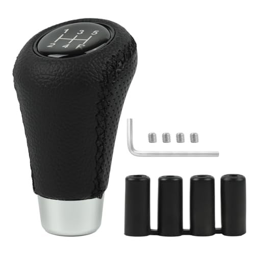 Zibuyu® 5-Speed Car Gear Knob Cover, Premium Black Leather Gear Shifting Stick Shifter Lever Handle, Universal Fit for Most Manual Vehicles, Easy Installation, Car Accessories, 9.1x5.5x2.7cm - Image 1