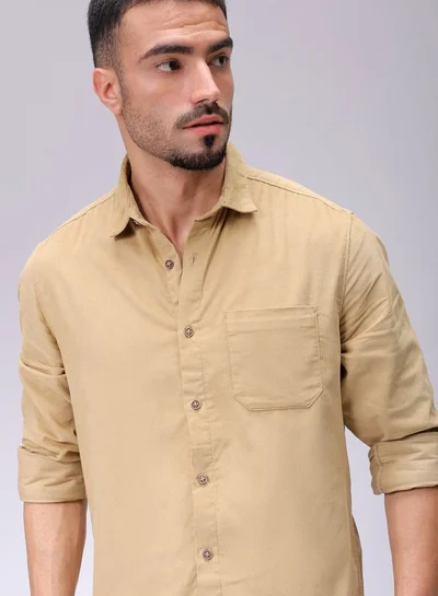 The Indian Garage Co Men Regular Fit Solid Full Sleeves Cutaway Collar Casual Shirt