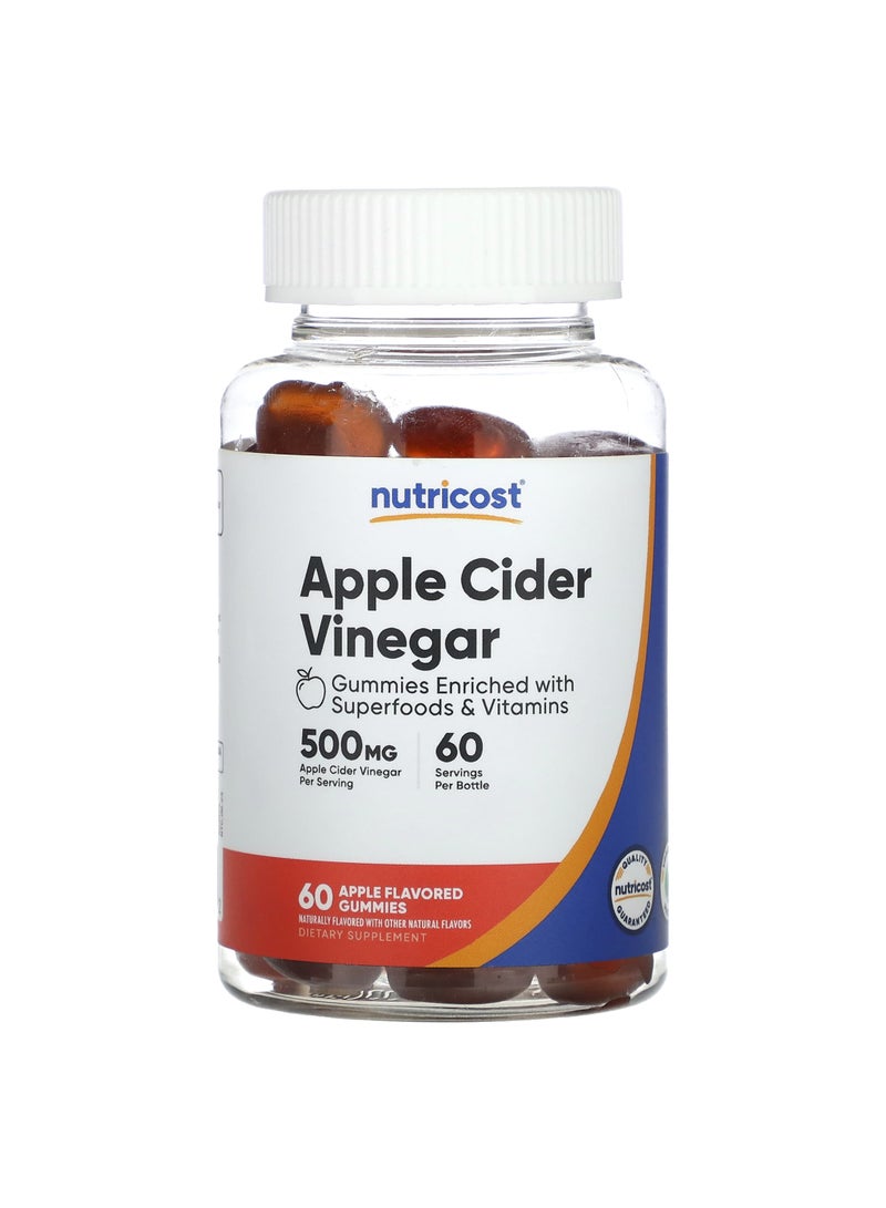 Nutricost Apple Cider Vinegar Gummies, Apple, 500 mg, 60 Gummies