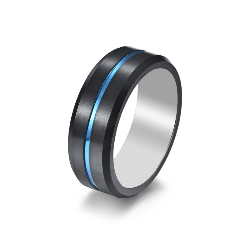hecere Waterproof Tungsten Steel NFC Forum Type 2 215 496 Bytes Chip Universal for Mobile Phone AllRound Sensing Technology Wearable Smart RingBlack Blue Tungsten NFC ring18mm - Image 2