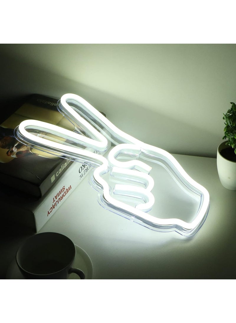 CHRONOS - Chronos Peace Sign Hand Neon Sign Light Wall Hanging USB Operated for Home, Bedroom, Living Room, Kitchen, Dining Room, Bathroom, Office, Bar, Hotel, Restaurant, Nightclub, Party - Image 1