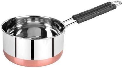 HS ENTERPRISE Stainless Steel Copper Bottom Sauce Pan/Milk Pan/Bhagona 3 Pcs Combo Set Capacity:-1,1.5,2 Liter Sauce Pan 15.5 Cm,17 Cm,18.5 Cm Diameter,Non-Stick - Image 2