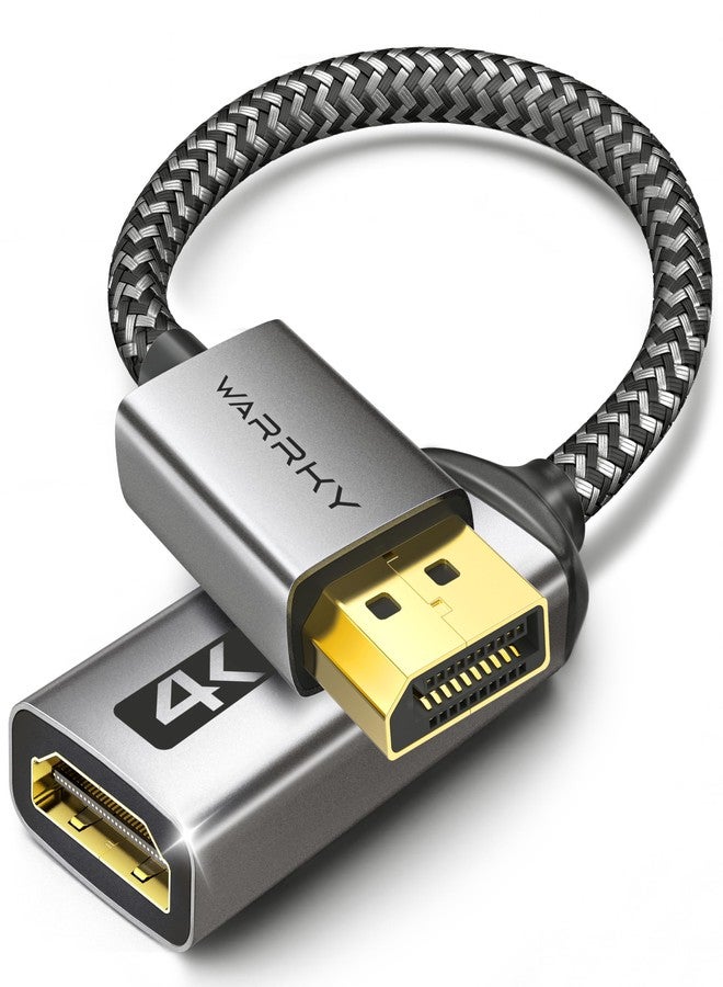 محول Warrky 4K DisplayPort إلى HDMI، أحادي الاتجاه [هيكل معدني، دبابيس مطلية بالذهب] محول من مصدر DisplayPort إلى شاشة HDMI بدقة 1080P@120Hz، متوافق مع HP وAMD وNVIDIA. ذكر إلى أنثى - Image 1