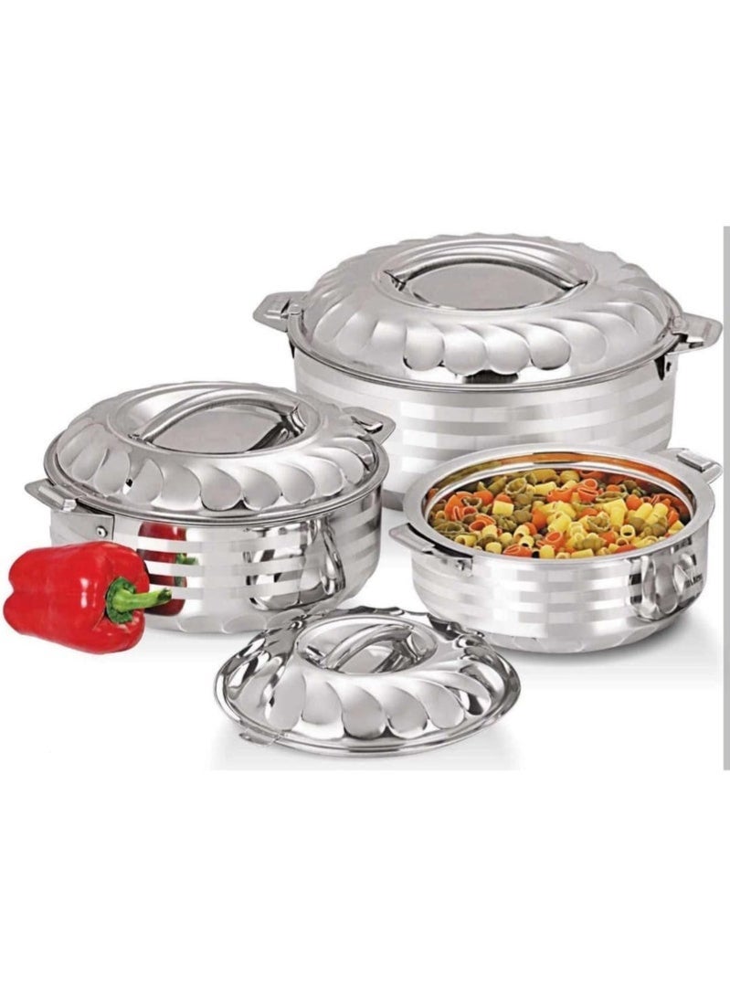 3-piece Stainless Steel Insulated Food Container Set - Sizes 7500 / 5000 / 3500 ml - Practical Design to Keep Food Hot - Made in India - Image 3