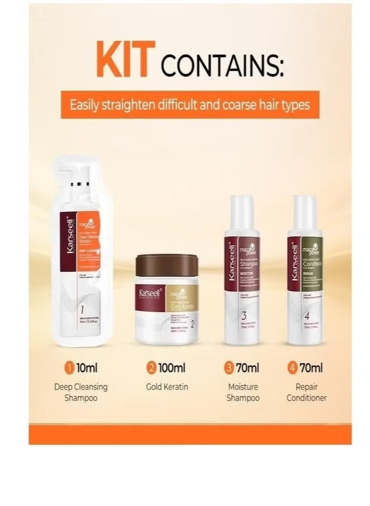 كارسيل مجموعة فرد الشعر بالكيراتين من كارسيل - علاج منزلي احترافي لمدة 12 أسبوعًا لشعر ناعم ومستقيم وخالٍ من التجعد - مناسب لجميع أنواع الشعر - Image 5