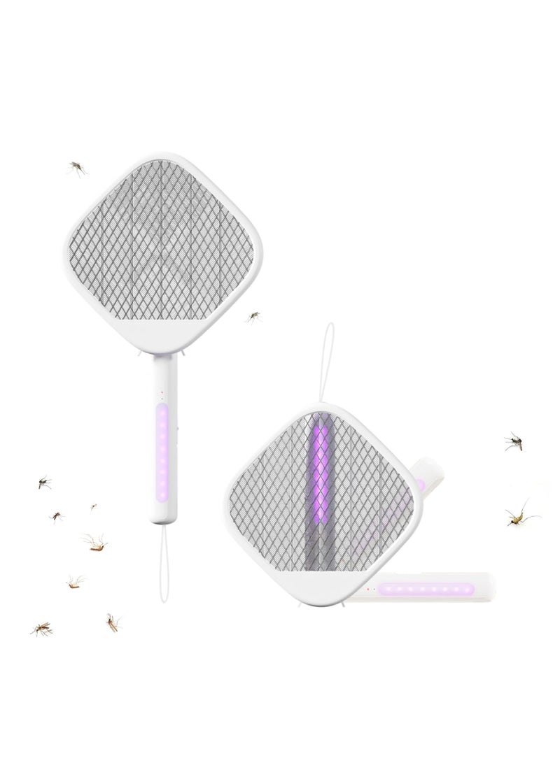 SYOSI Electric Fly Swatter Zapper Racket 4000V Rechargeable Mosquito Killer with Purple Mosquito Light Foldable Portable for Indoor Outdoor Use - Image 1