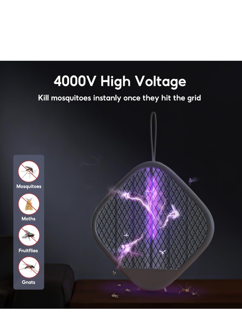 SYOSI Electric Fly Swatter Zapper Racket 4000V Rechargeable Mosquito Killer with Purple Mosquito Light Foldable Portable for Indoor Outdoor Use - Image 5