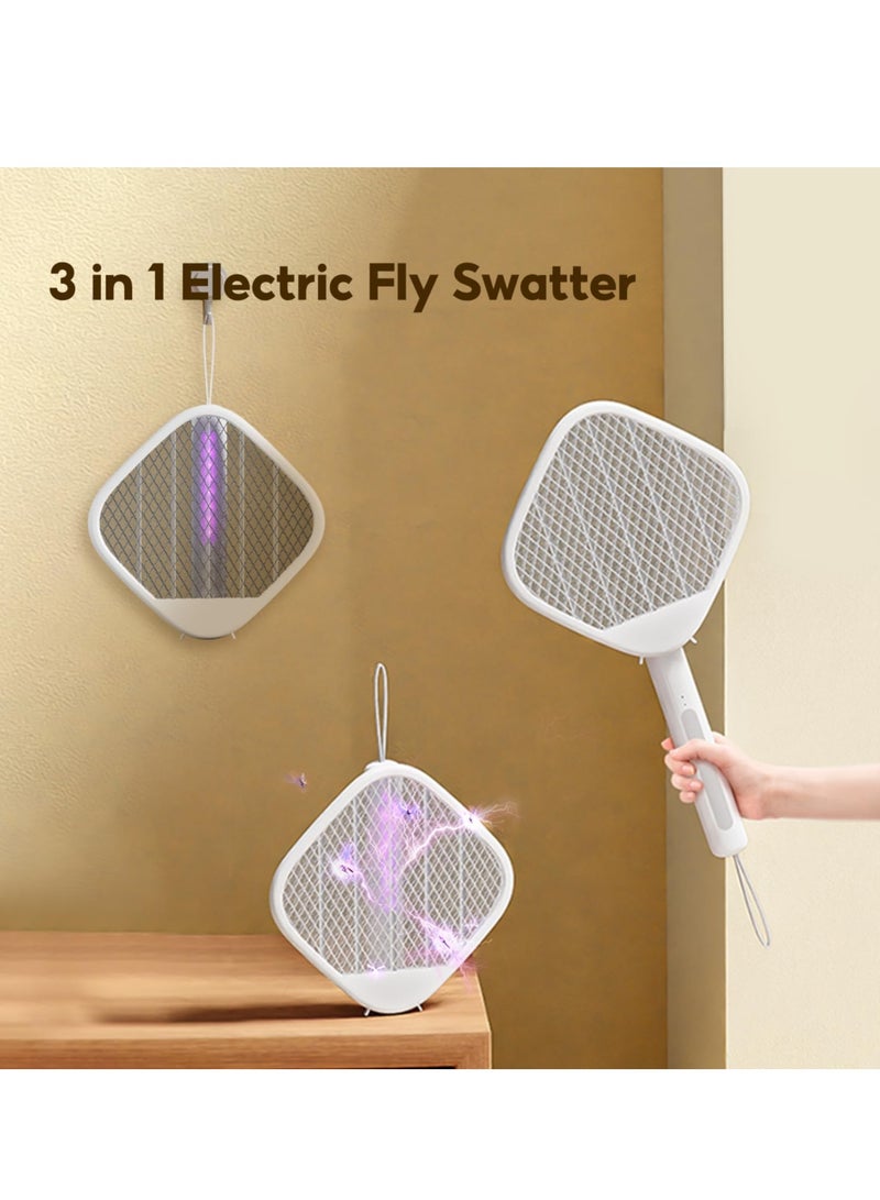 SYOSI Electric Fly Swatter Zapper Racket 4000V Rechargeable Mosquito Killer with Purple Mosquito Light Foldable Portable for Indoor Outdoor Use - Image 2