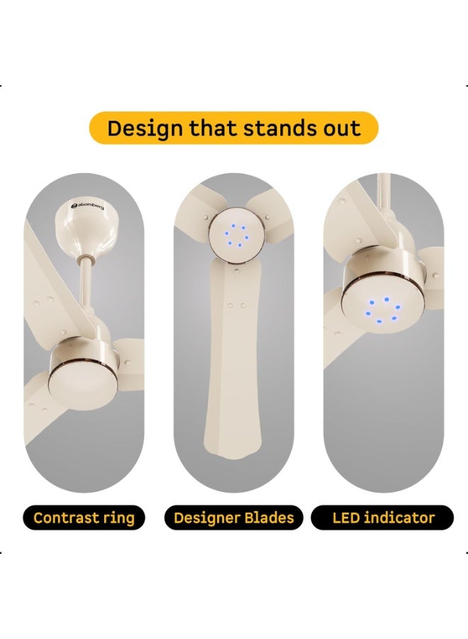 atomberg Renesa Halo Smart 900mm BLDC Ceiling Fan with IoT & Remote | BEE 5 star | High Air Delivery | Low noise operation | LED Speed Indicator | Sleek Design | 3 Year Warranty|Seasand Ivory - Image 3