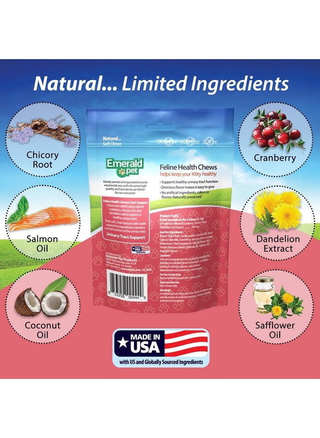 Emerald Pet - Feline Health Chews Ut Support  Natural Grain Free Urinary Tract Health Cat Chews  Cat Urinary Supplements With Cranberry, Chicory Root, And Dandelion Leaf Extract  Made In Usa, 2.5 Oz - Image 1
