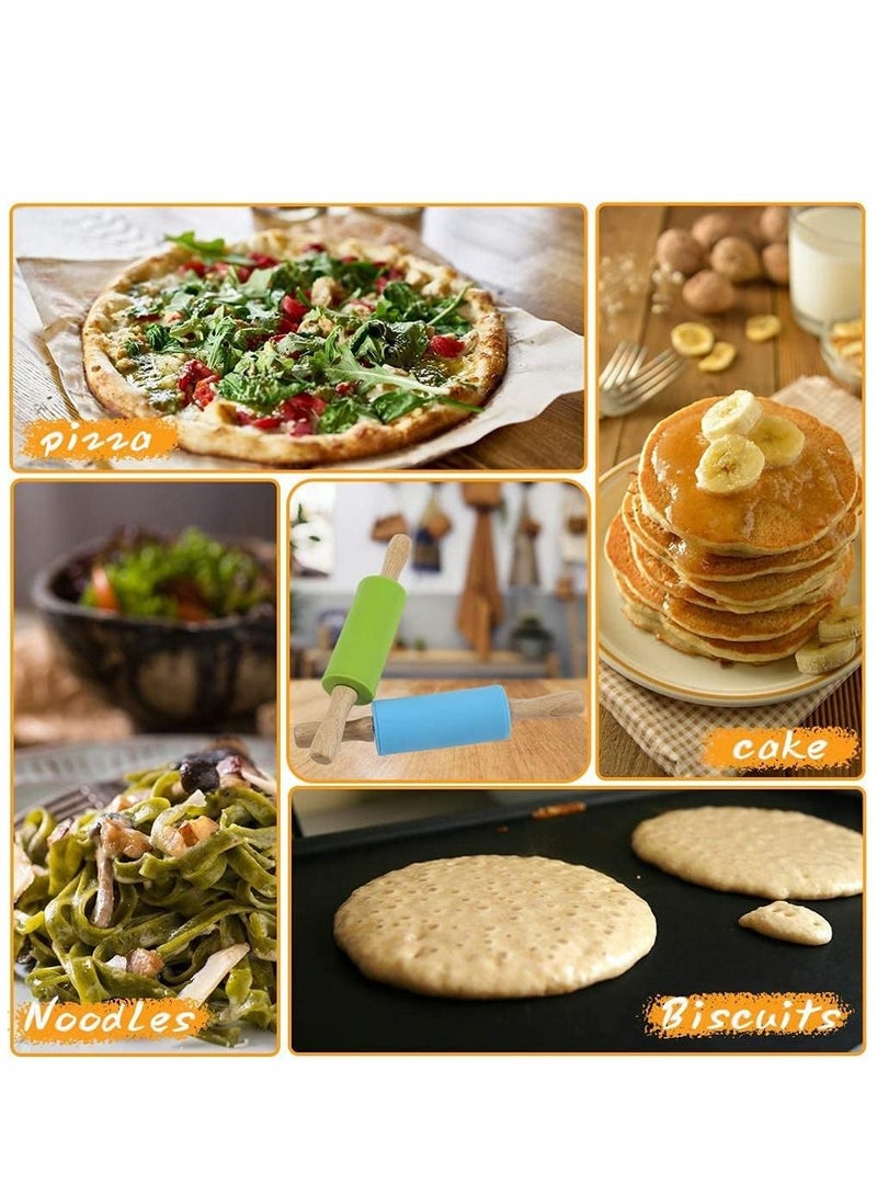 Excefore دبوس عجين صغير، دبوس عجين خشبي للأطفال، دبابيس سيليكون للعناية المنزلية، للحرف، الخبز، الطهي، العجين، الفن - دبوس عجين خشبي للمطبخ أو للعب الإبداعي للأطفال، 2 قطعة - Image 3