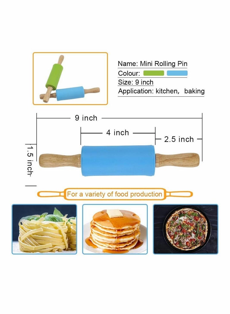 Excefore دبوس عجين صغير، دبوس عجين خشبي للأطفال، دبابيس سيليكون للعناية المنزلية، للحرف، الخبز، الطهي، العجين، الفن - دبوس عجين خشبي للمطبخ أو للعب الإبداعي للأطفال، 2 قطعة - Image 4