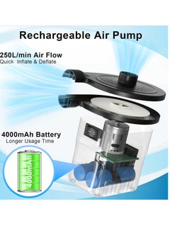 AGPtek AGPTEK Rechargeable Air Pump, Electric Air Pump 4000mAh Battery Quick-Fill Inflator & Deflator with 3 Nozzles, Lightweight & Portable Perfect for Air Beds, Air Mattresses, Pool Toys & Inflatable  - Image 4
