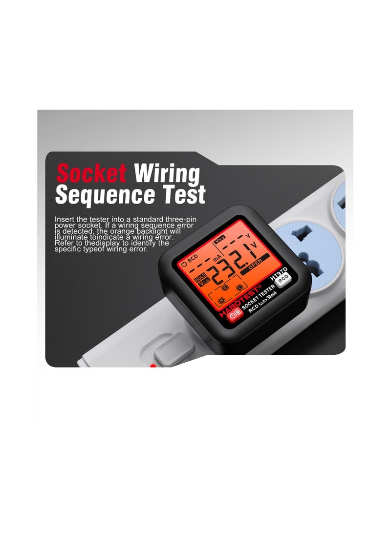 SYOSI - GFCI Outlet Tester with LCD Display, HABOTEST Receptacle Detector, Electric Voltage Tester for Standard 3-Wire 260V AC Voltage, Socket Checker 6 Visual Indicators/Wiring Legend for Home - Image 1