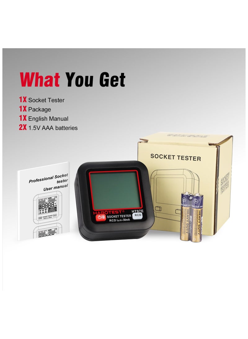 SYOSI - GFCI Outlet Tester with LCD Display, HABOTEST Receptacle Detector, Electric Voltage Tester for Standard 3-Wire 260V AC Voltage, Socket Checker 6 Visual Indicators/Wiring Legend for Home - Image 1