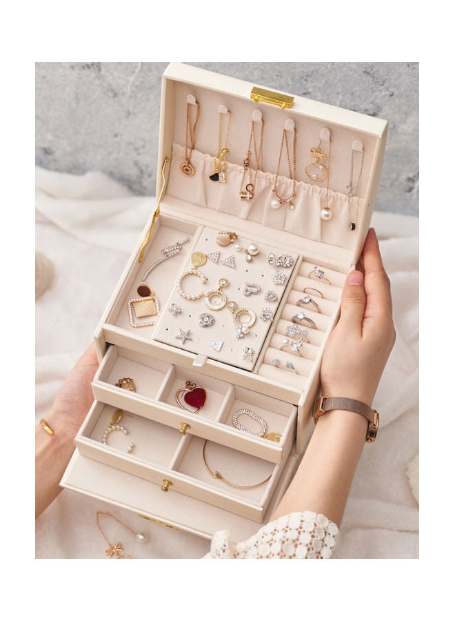 علبة مجوهرات بمستويين أبيض - Image 3