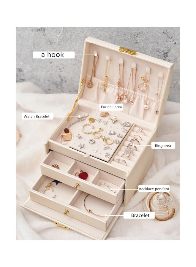 علبة مجوهرات بمستويين أبيض - Image 4