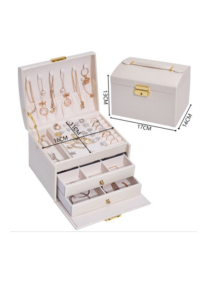 علبة مجوهرات بمستويين أبيض - Image 2