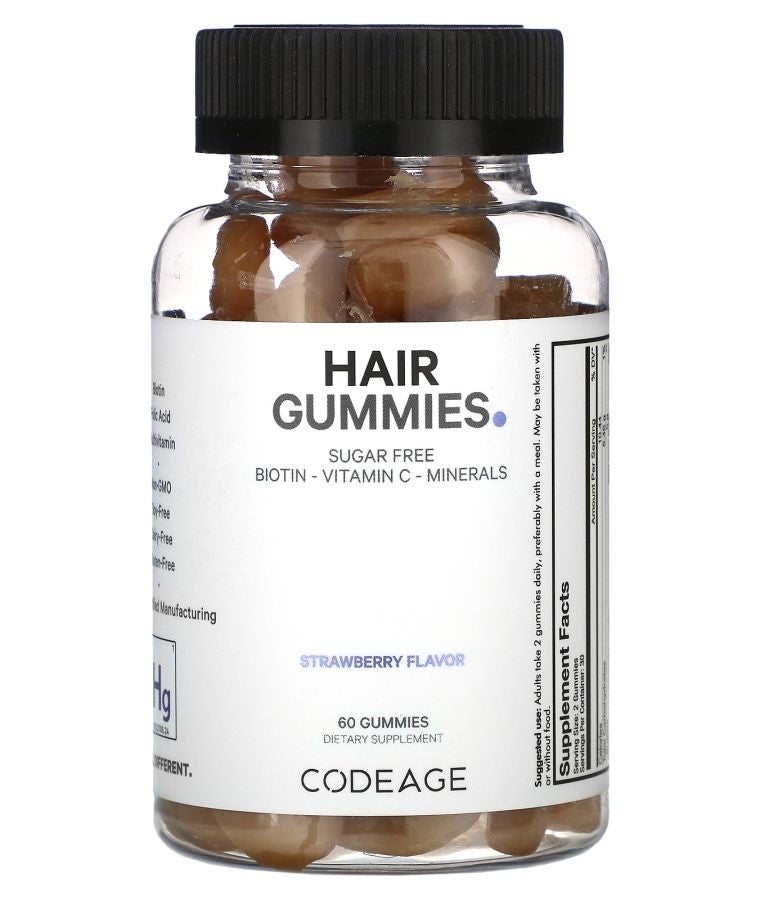 Codeage Hair Gummies Sugar Free Strawberry 60 Gummies