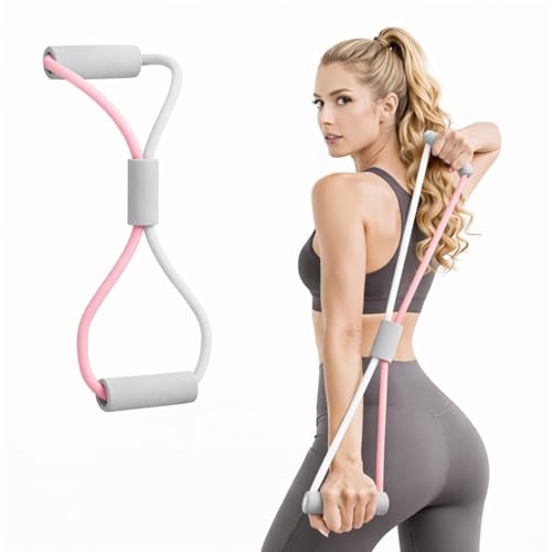 RASOIWARE Figure 8 Resistance Exercise Band with Comfortable Handles – Chest, Shoulder & Neck Stretching | Home Fitness Equipment for Yoga, Pilates, Physical Therapy & Gym – Men & Women (1) - Image 1